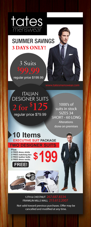 Advertisement Design by Sbss for Tates Menswear | Design: #2092770