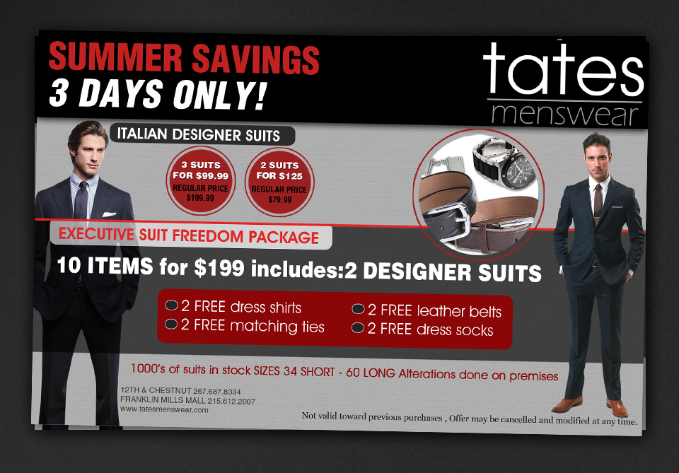 Advertisement Design by ESolz Technologies for Tates Menswear | Design #2100714