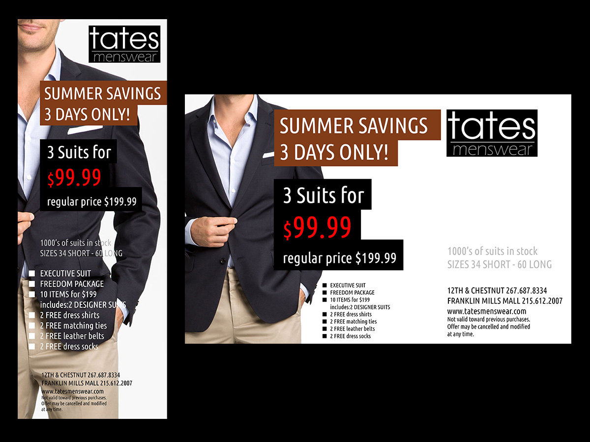 Diseño Publicitario por Ivansan para Tates Menswear | Diseño #2091305
