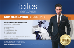 Advertisement Design by IG Creative Solutions for Tates Menswear | Design: #2118066