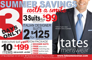 Advertisement Design by Soula Vetter for Tates Menswear | Design: #2087922