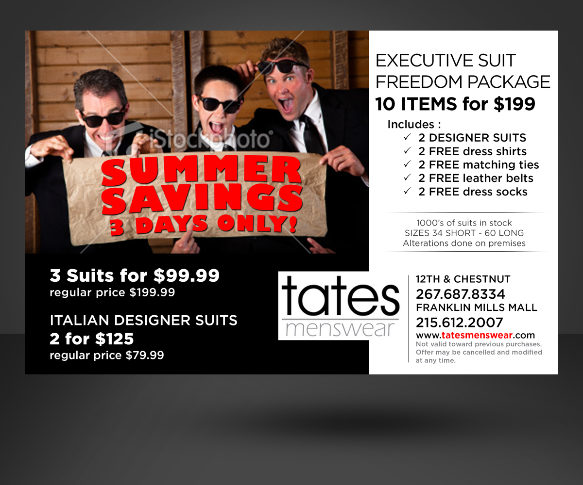 Werbe-Design von jgeoinbox für Tates Menswear | Design #2088917
