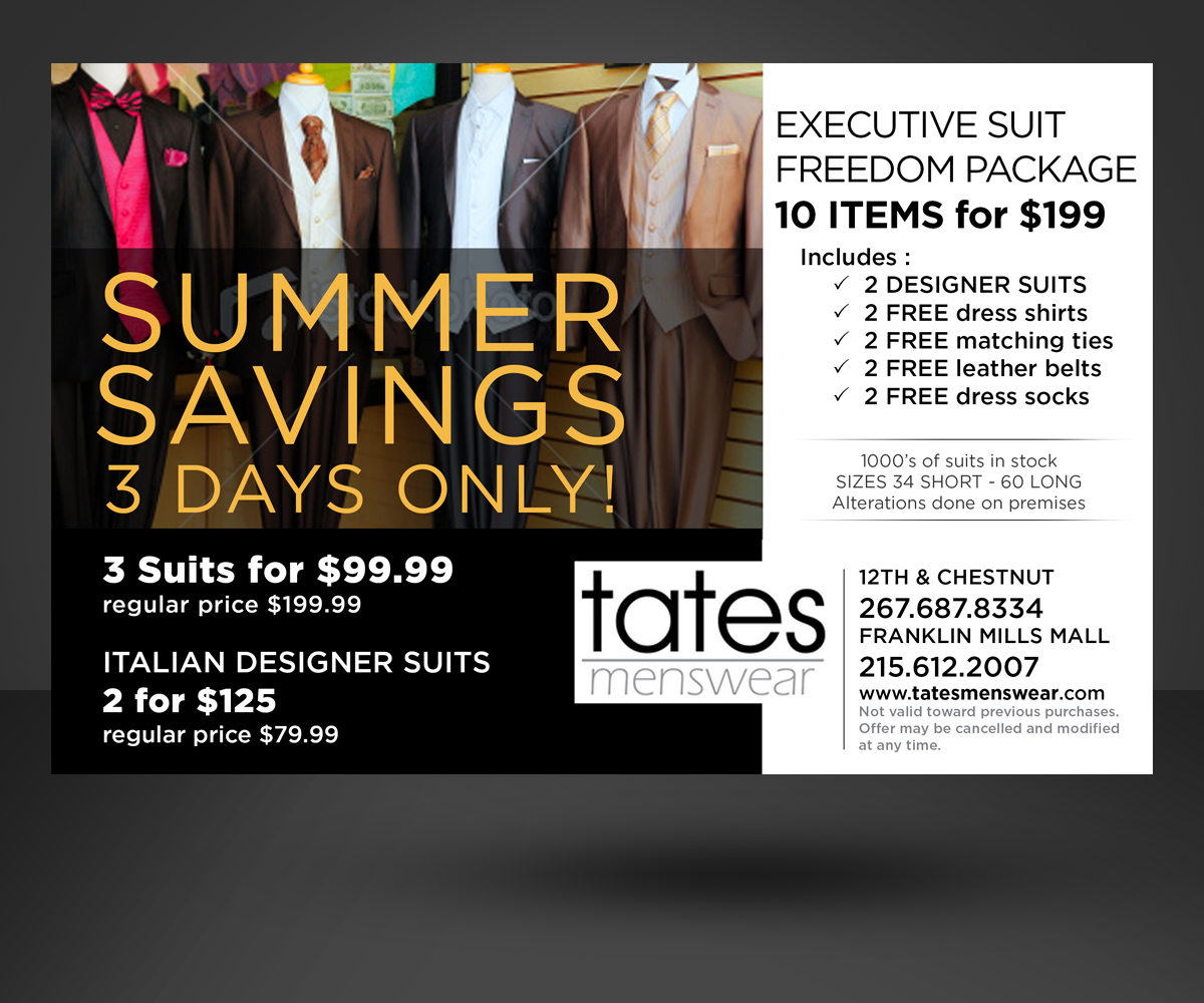 Advertisement Design by jgeoinbox for Tates Menswear | Design #2088931