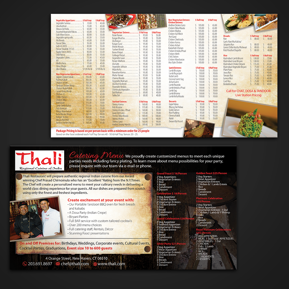 Postcard Design by Mon01 for Best Food Corp d/b/a Thali | Design: #9763849