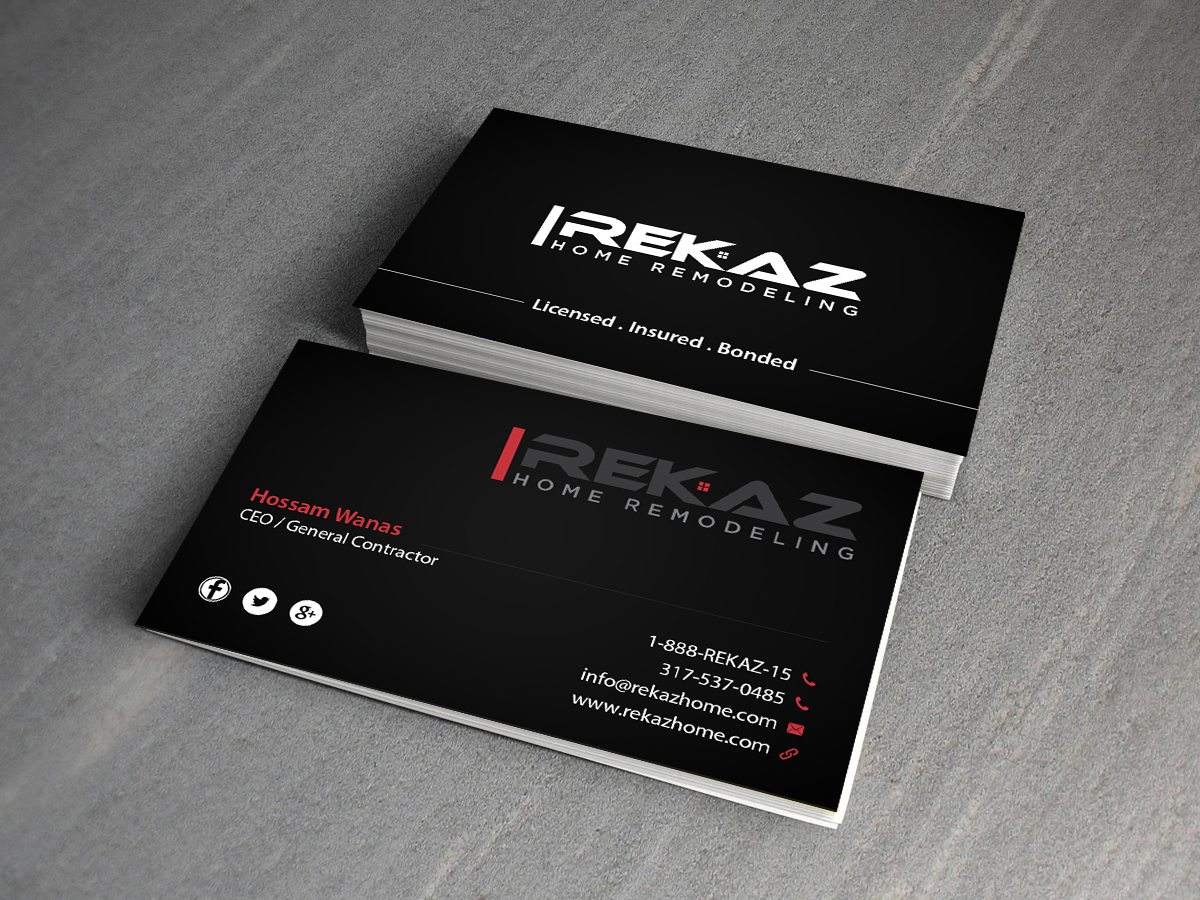 Diseño de Tarjeta de Presentación por Creations Box 2015 para rekaz llc | Diseño #9581692