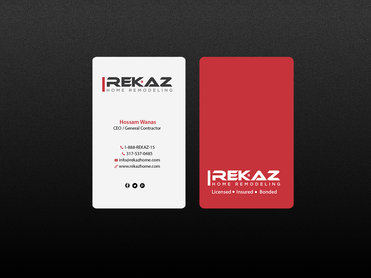 Diseño de Tarjeta de Presentación por Creations Box 2015 para rekaz llc | Diseño #9581705