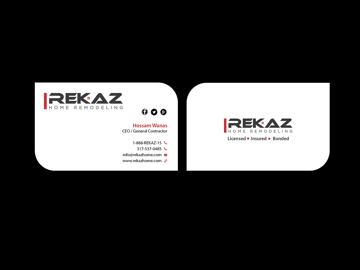 Diseño de Tarjeta de Presentación por Creations Box 2015 para rekaz llc | Diseño #9581721