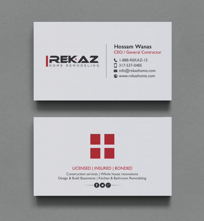 Diseño de Tarjeta de Presentación por chandrayaan.creative para rekaz llc | Diseño #9559654