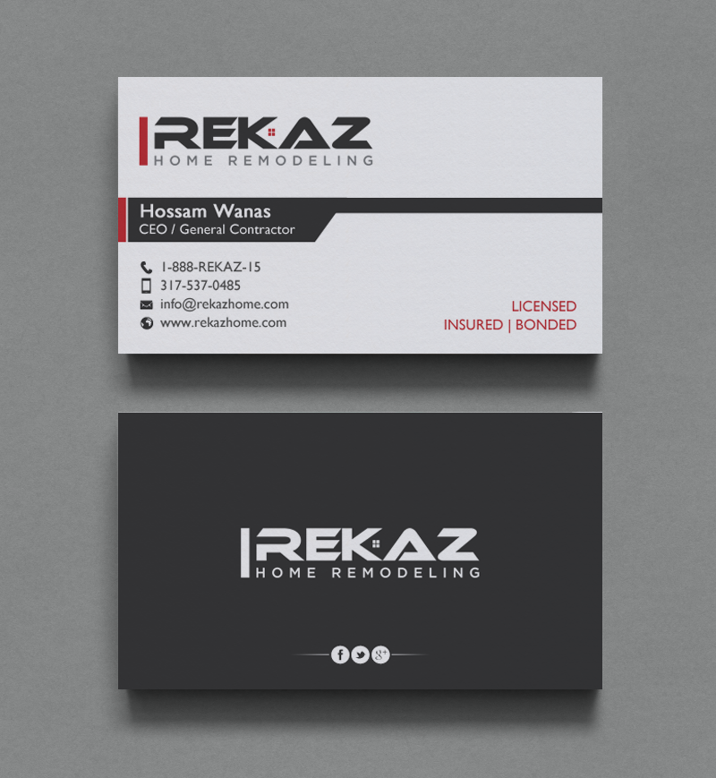 Diseño de Tarjeta de Presentación por chandrayaan.creative para rekaz llc | Diseño #9559666