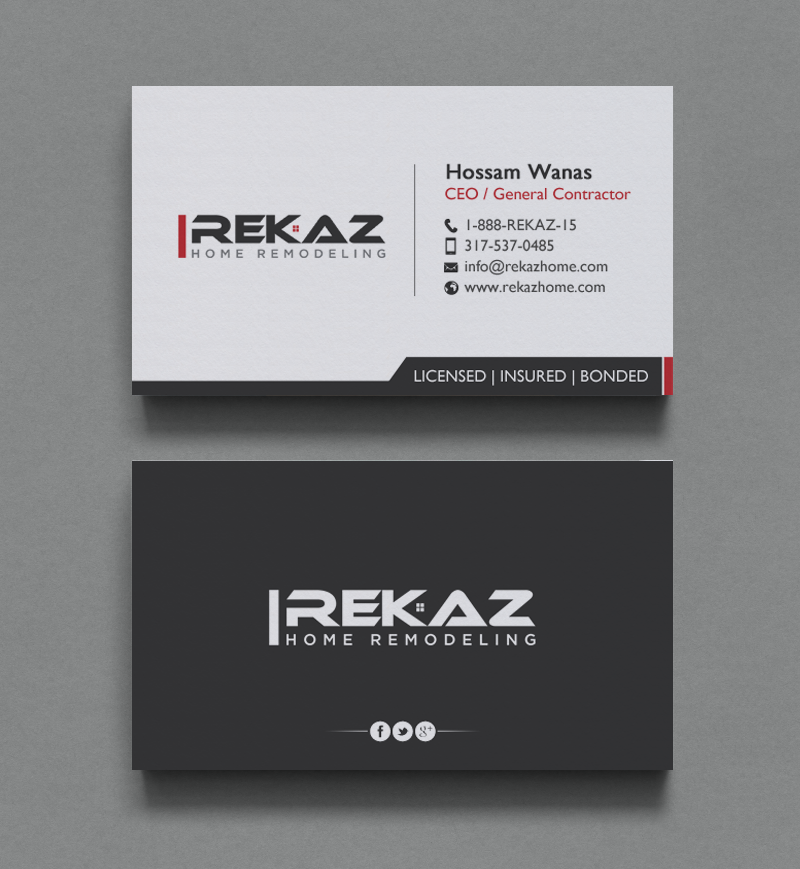 Diseño de Tarjeta de Presentación por chandrayaan.creative para rekaz llc | Diseño #9559668
