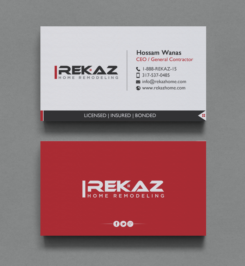 Diseño de Tarjeta de Presentación por chandrayaan.creative para rekaz llc | Diseño #9572140