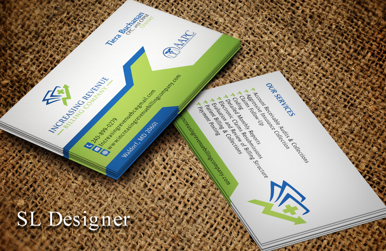 Visitenkarten-Design von SL Designer für Increasing Revenue Billing Company  | Design #9724462