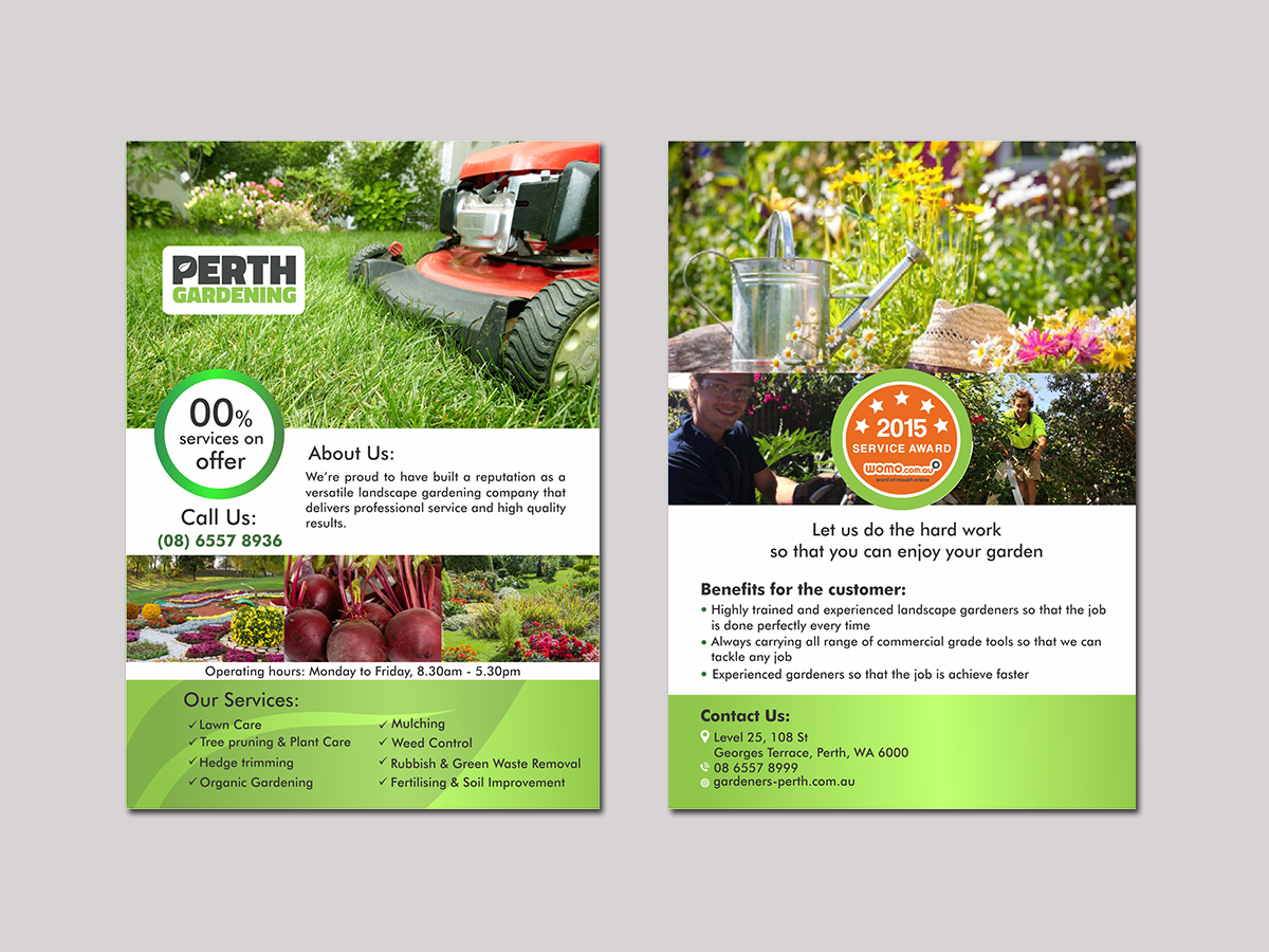 Diseño de Flyer por ecorokerz para Perth Landscaping & Gardening PTY LTD | Diseño #9561718