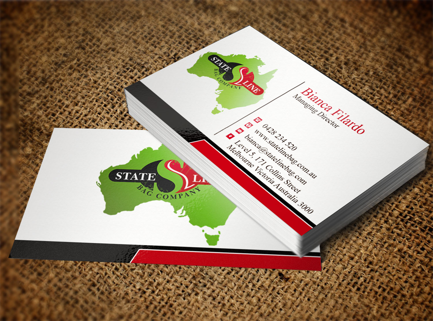 Business Card Design by Lanka Ama for Stateline Bag | Design #9563805