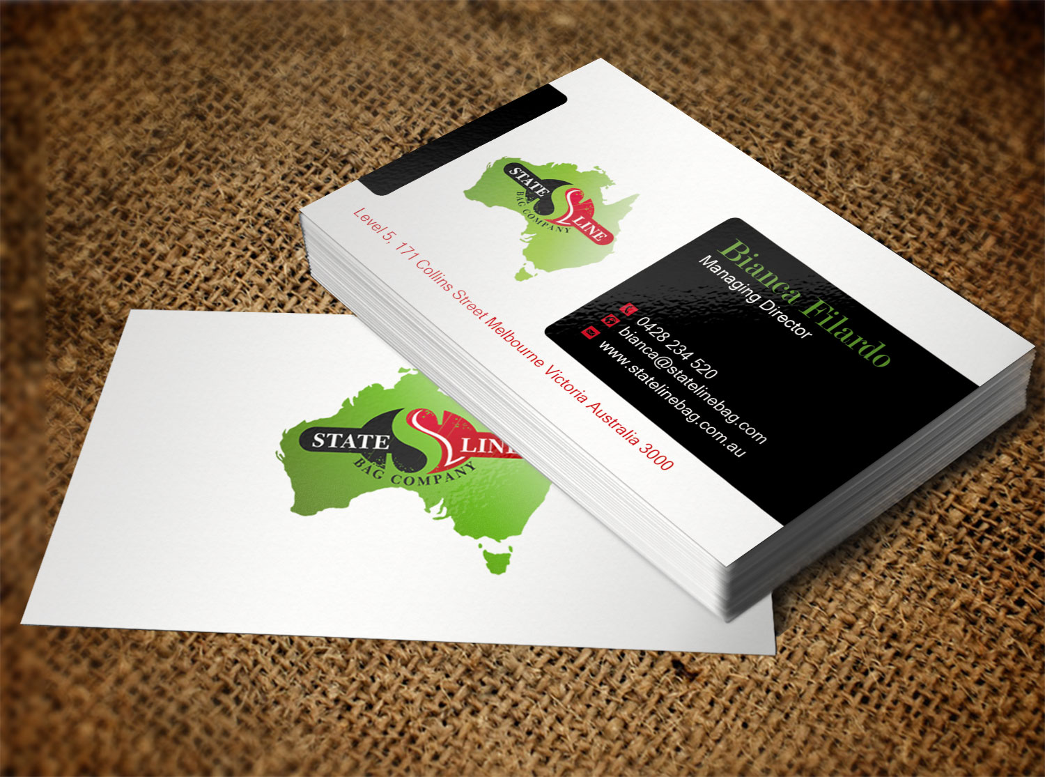 Visitenkarten-Design von Lanka Ama für Stateline Bag | Design #9563877