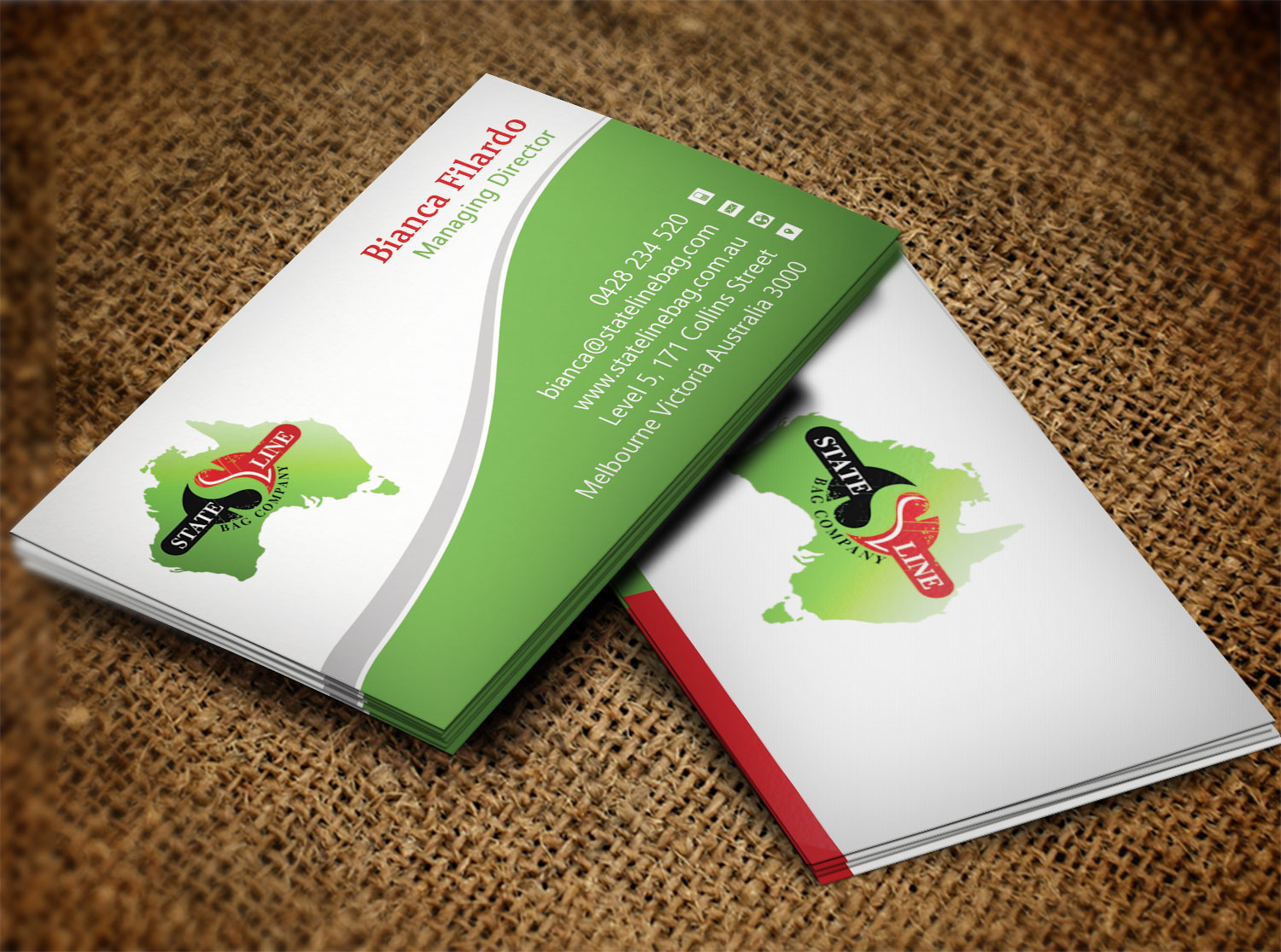 Visitenkarten-Design von Lanka Ama für Stateline Bag | Design #9564785