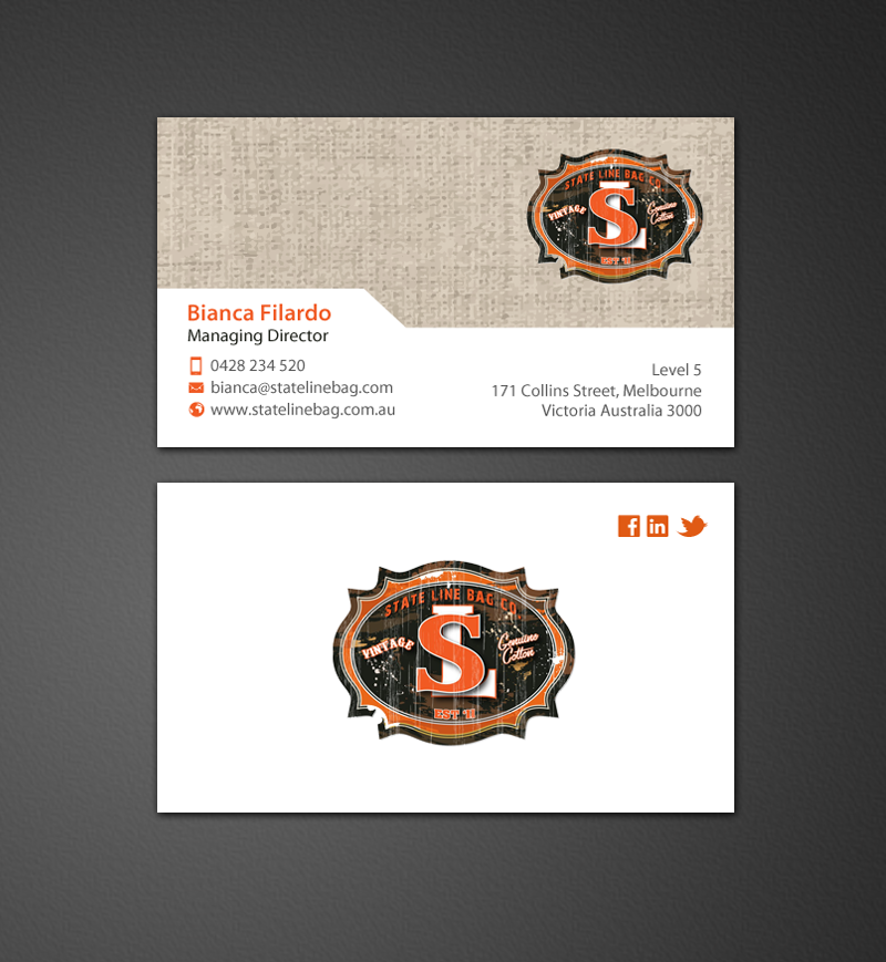 Business Card Design by chandrayaan.creative for Stateline Bag | Design #9584635
