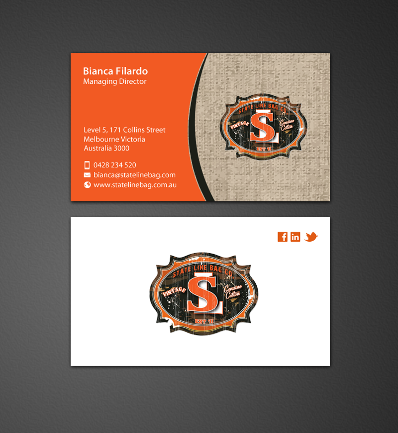 Business Card Design by chandrayaan.creative for Stateline Bag | Design #9584644