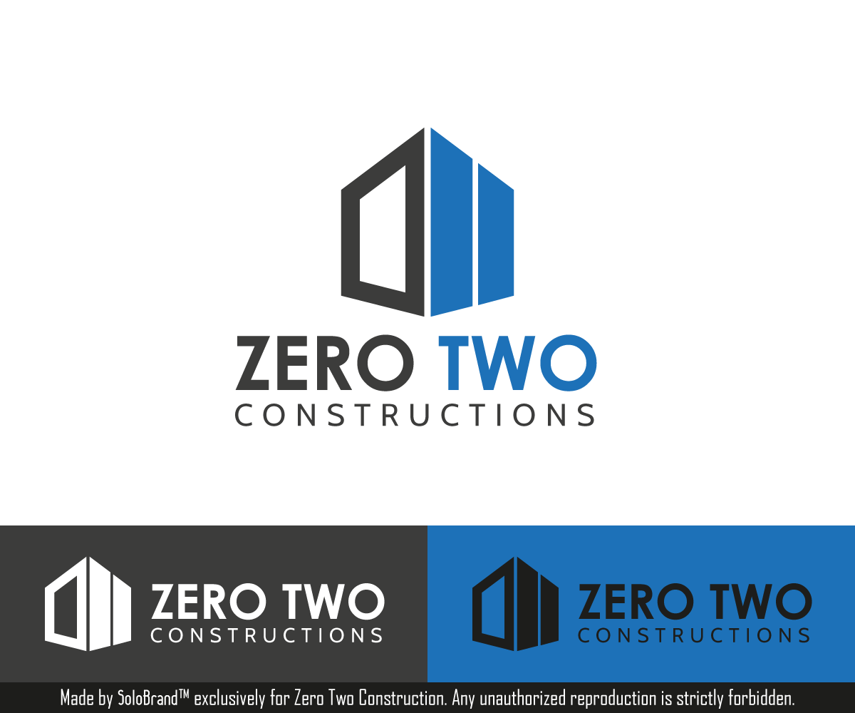 Logo Design by Solo Brand for Zero two constructions | Design #9594781