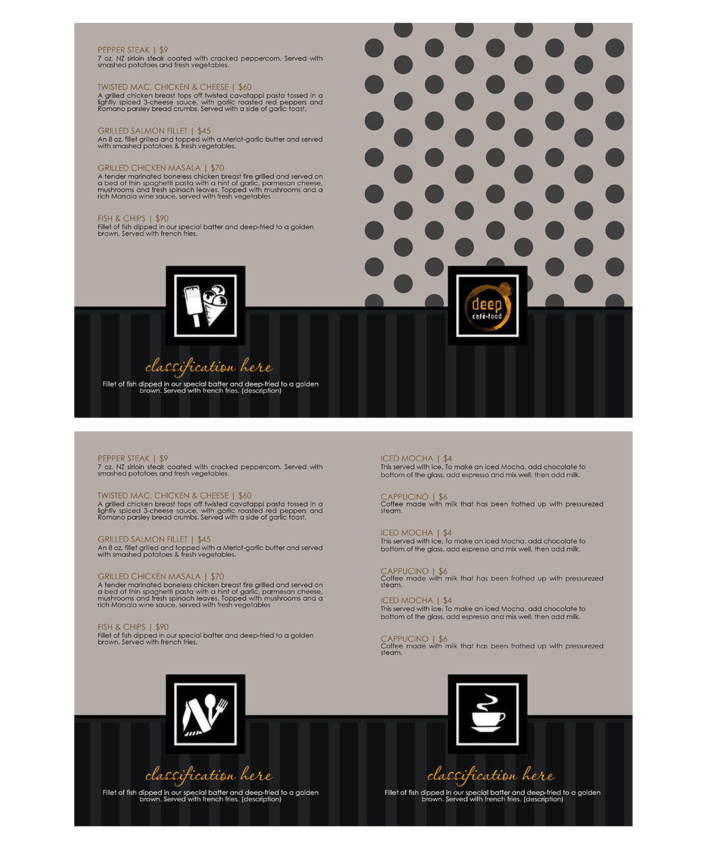 Menu Design by perlstyles for this project | Design #2091566