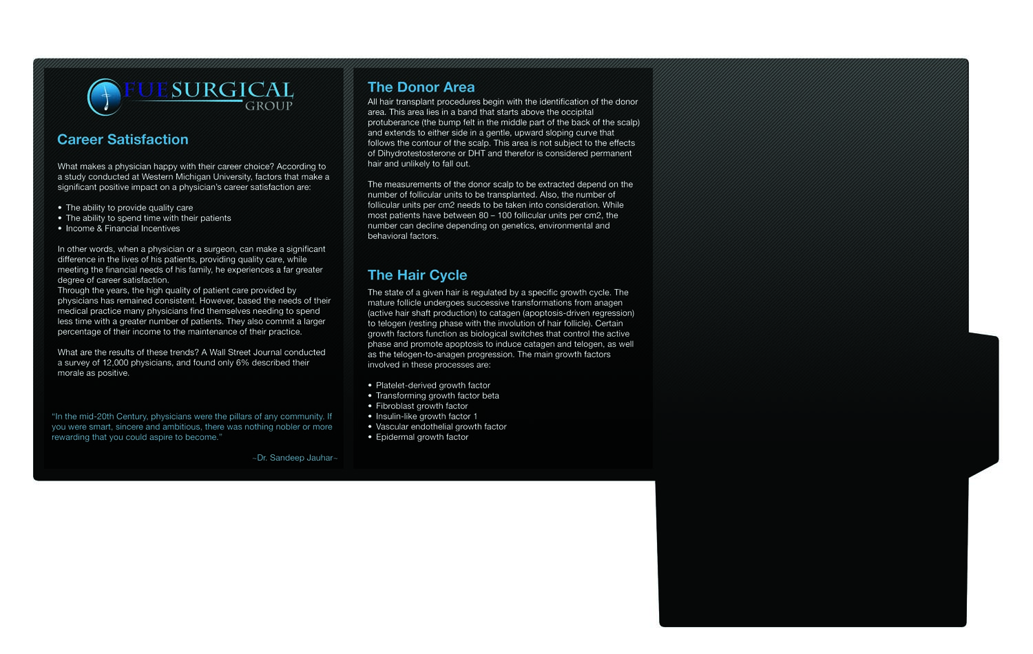 Catalogue Design by peejay for FUE Surgical Group | Design #9862870