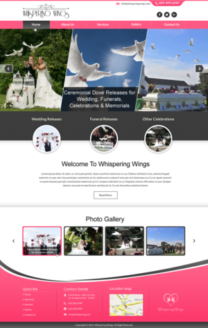 Whispering Wings Dove Release Website Deisgn project | Web Design by Sbss