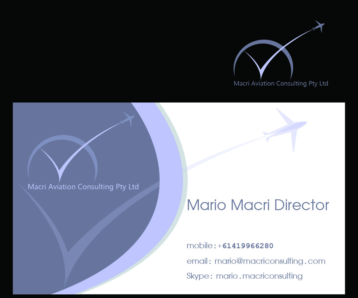Visitenkarten-Design von Aaron für Macri Aviation Consulting Pty Ltd | Design #2105436