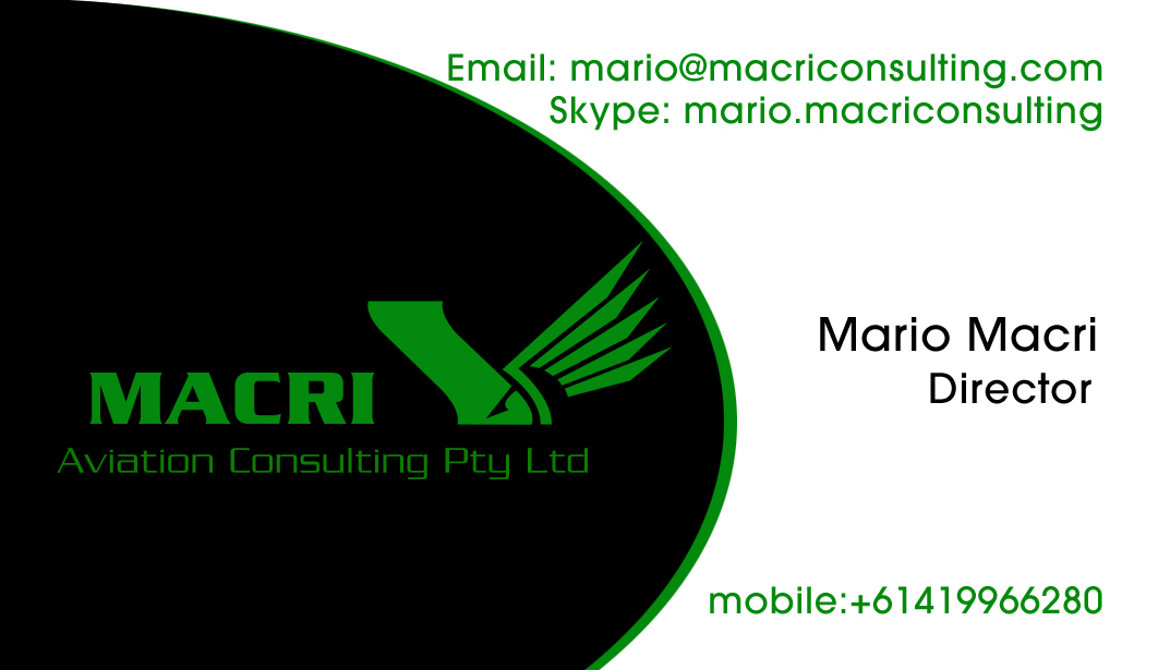Business Card Design by rocogo for Macri Aviation Consulting Pty Ltd | Design #2094375