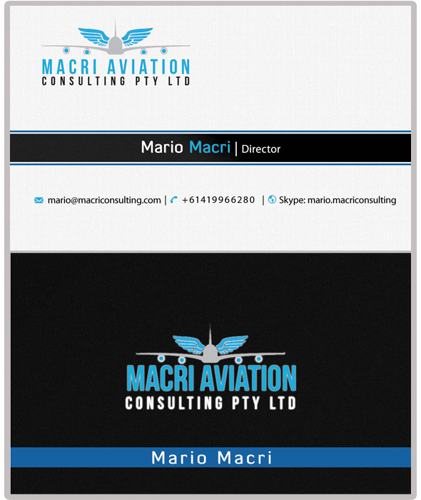 Business Card Design by bachir7 for Macri Aviation Consulting Pty Ltd | Design #2150565