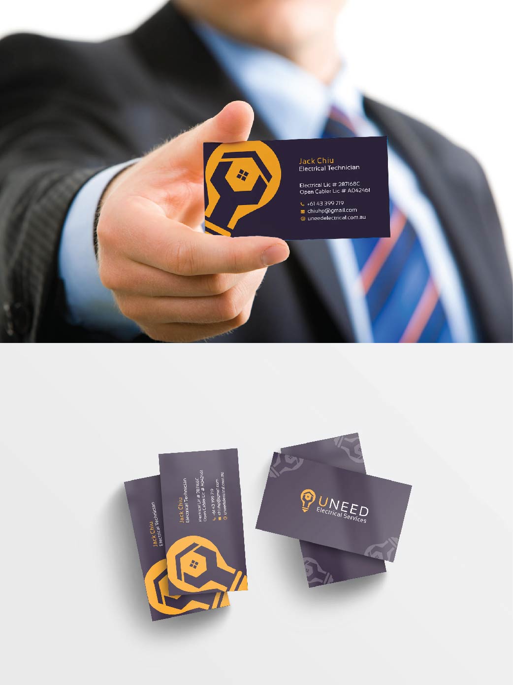 Logo and Business Card Design by arief.fathin for Uneed Electrical Service | Design #9767472