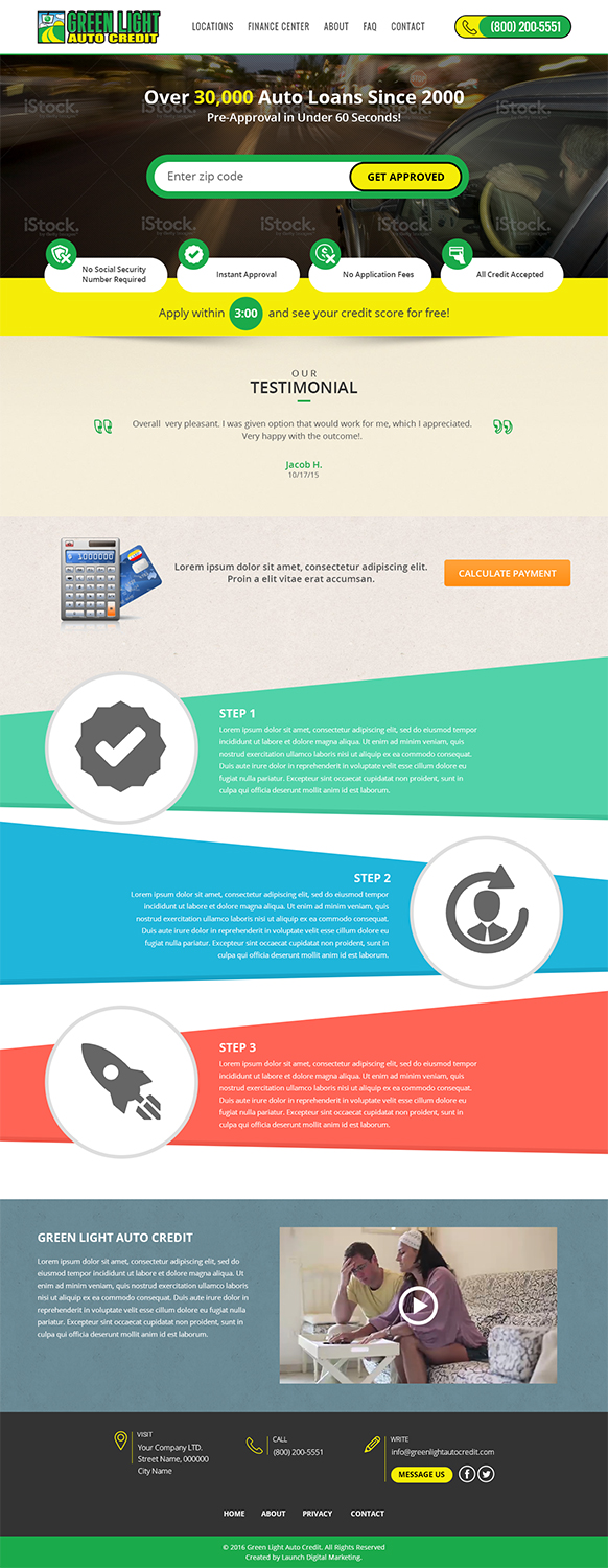 Web Design by RupalTechno for Green Light Auto Credit | Design #9646672