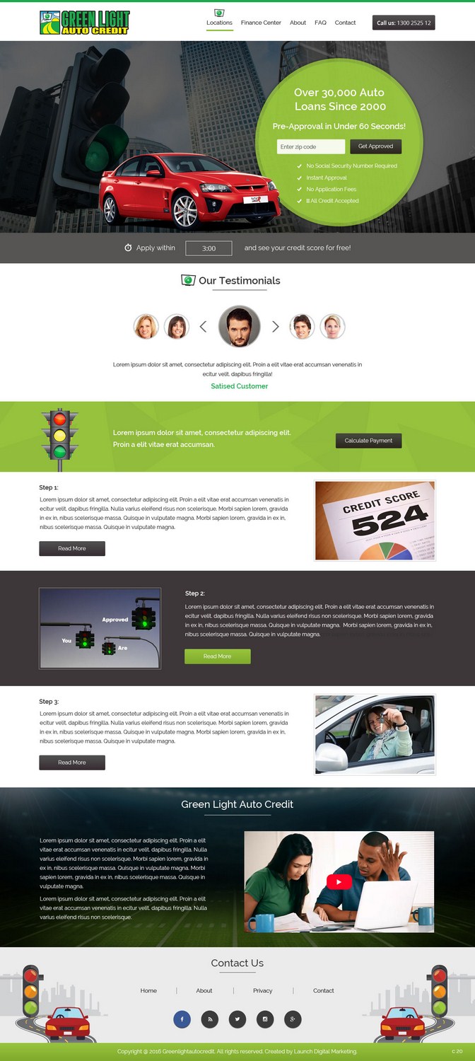 Web Design by pb for Green Light Auto Credit | Design #9621591