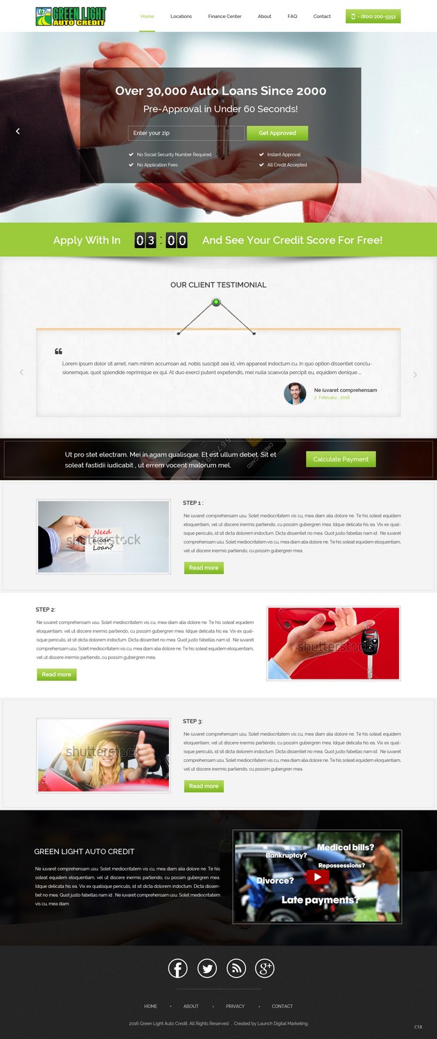 Web Design by pb for Green Light Auto Credit | Design #9621593