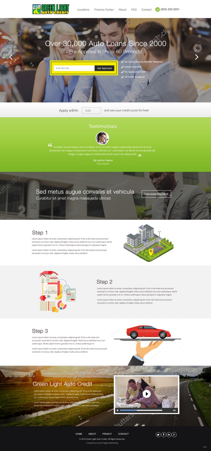 Web Design by pb for Green Light Auto Credit | Design #9621594