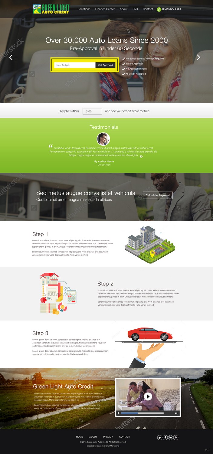 Web Design by pb for Green Light Auto Credit | Design #9621595