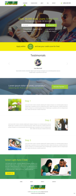 Web Design by pb for Green Light Auto Credit | Design: #9623560