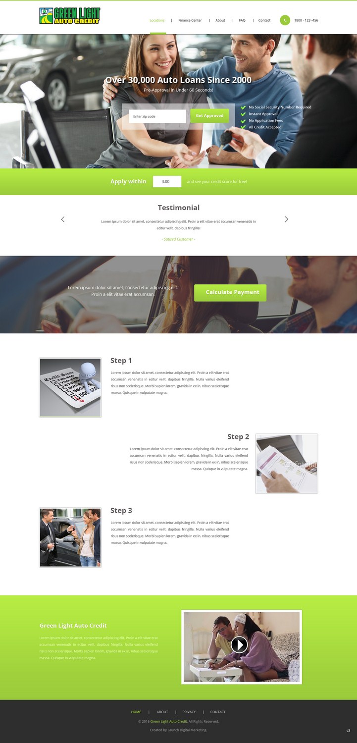 Web Design by pb for Green Light Auto Credit | Design #9655226