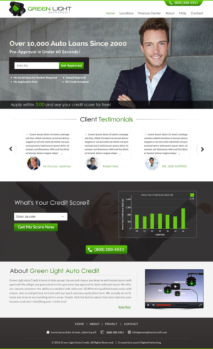 Green Light Auto Credit Home Page | Web-Design von Sbss