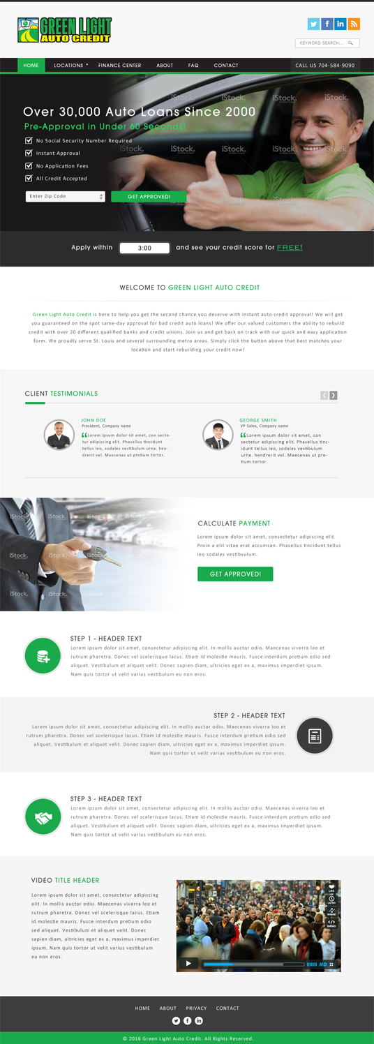 Web-Design von JM für Green Light Auto Credit | Design #9610265
