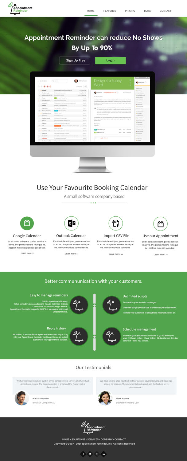 Landing Page Design by webxvision for Appointment Reminder | Design #9798007
