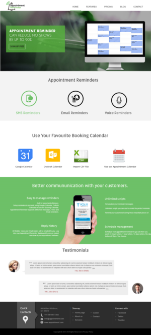 Landing Page Design by webxvision for Appointment Reminder | Design: #9812416