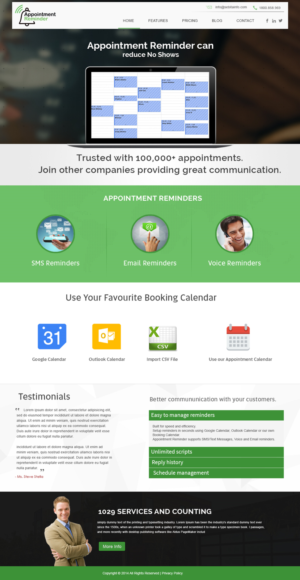Landing Page Design by webxvision for Appointment Reminder | Design: #9812418