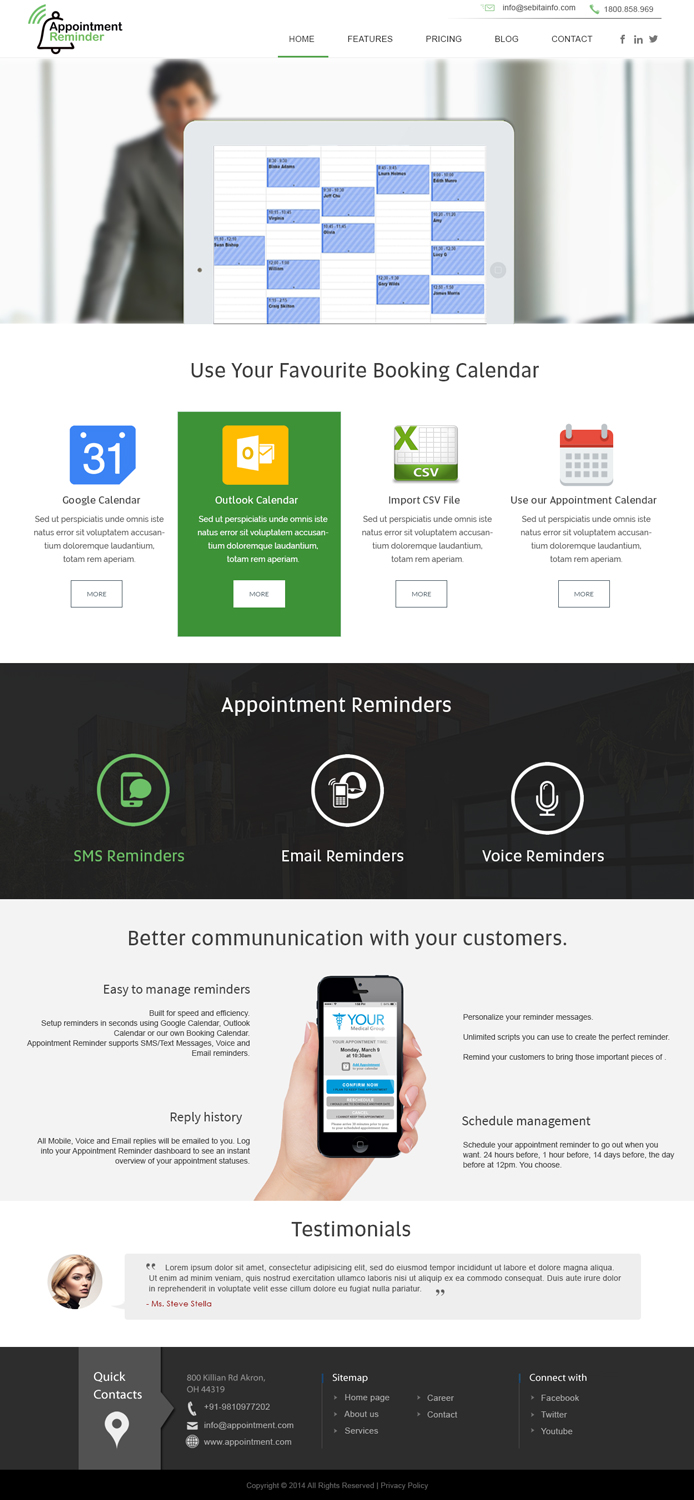Design de Page d'Accueil par webxvision pour Appointment Reminder | Design #9812658
