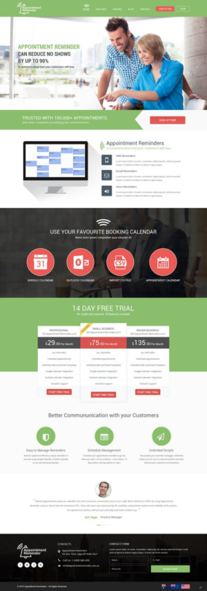 Landing Page Design by pb for Appointment Reminder | Design: #9700238