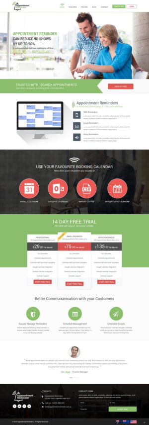 Landing Page Design by pb for Appointment Reminder | Design: #9700239