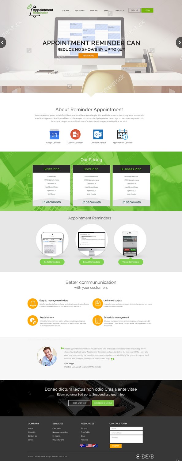 Landing Page Design by pb for Appointment Reminder | Design #9700929