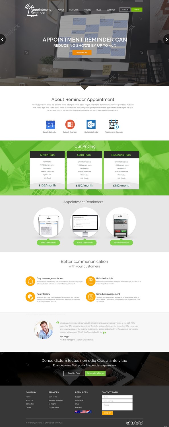 Landing Page Design by pb for Appointment Reminder | Design #9700930