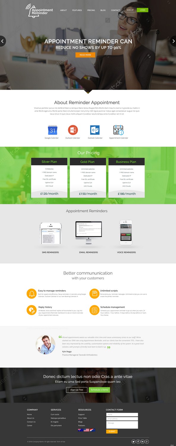 Design de Page d'Accueil par pb pour Appointment Reminder | Design #9742839