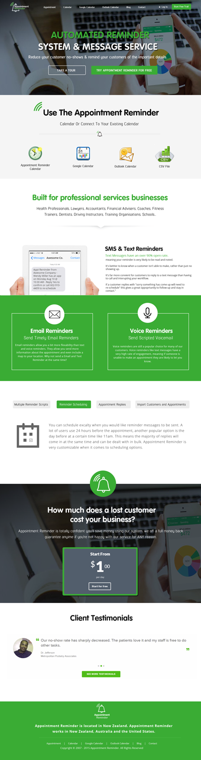 Landing Page-Design von Intellect Designer für Appointment Reminder | Design #9885918