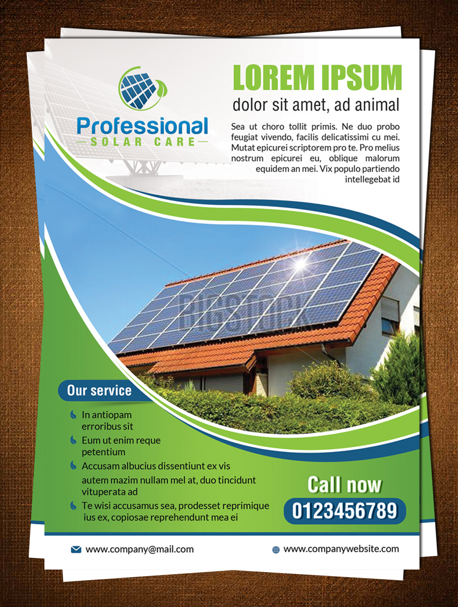 it company flyer design for professional solar care by creative bugs solar panel flyer